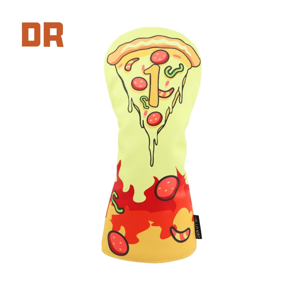 Pizza Golf Club Headcover Driver Fairway Hybrid Head Cover PU Leather Lined