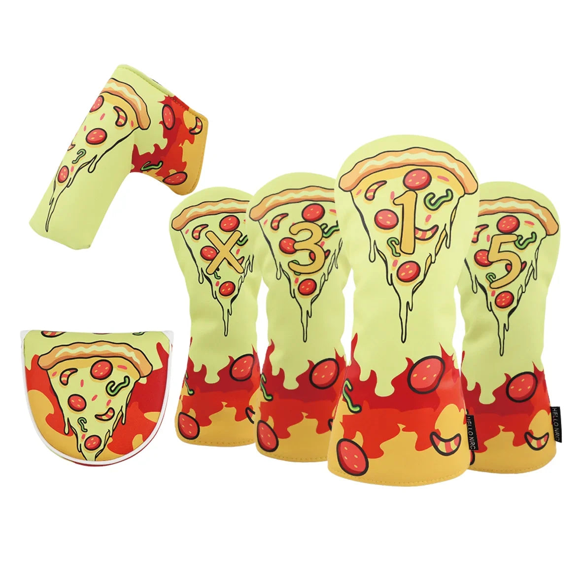 Pizza Golf Club Headcover Driver Fairway Hybrid Head Cover PU Leather Lined