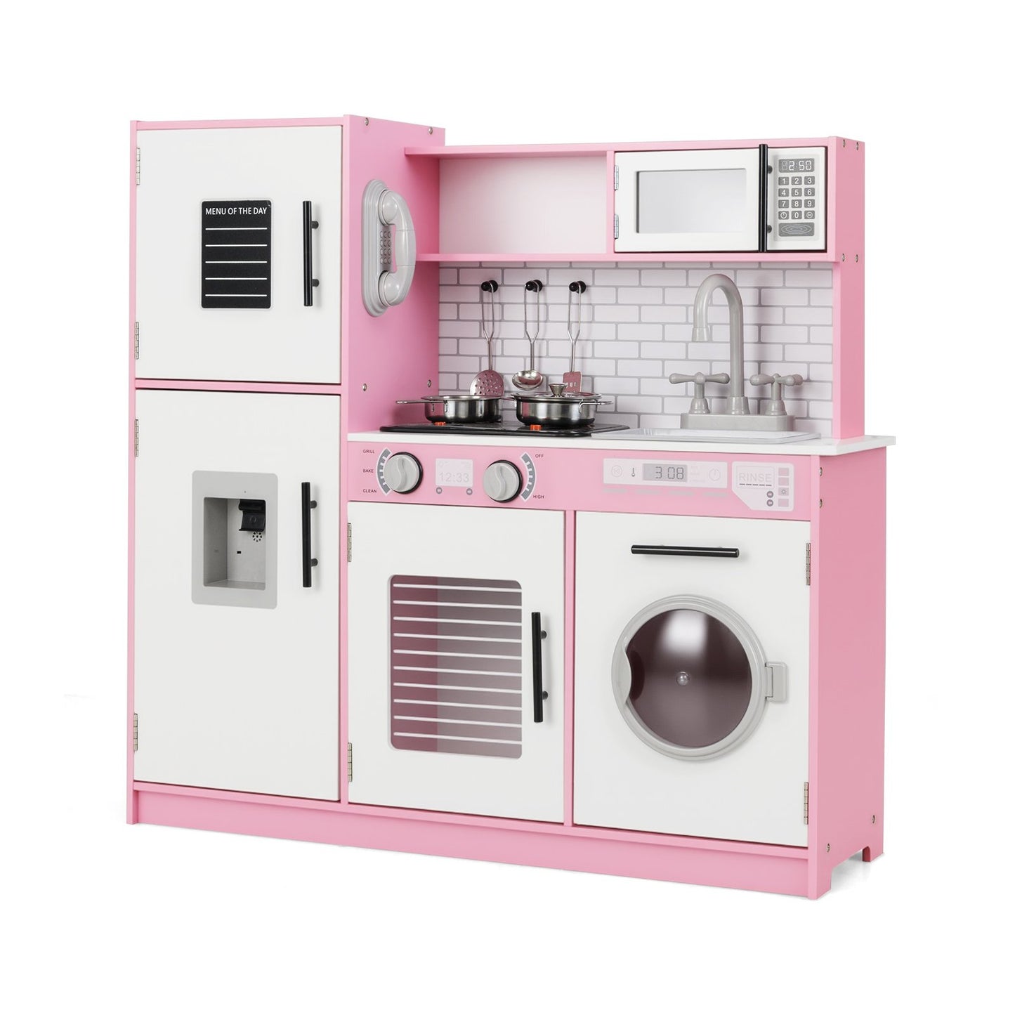 Play Kitchen Toy Set with Oven and Washing Machine for Aged 3+ Years Old-Black
