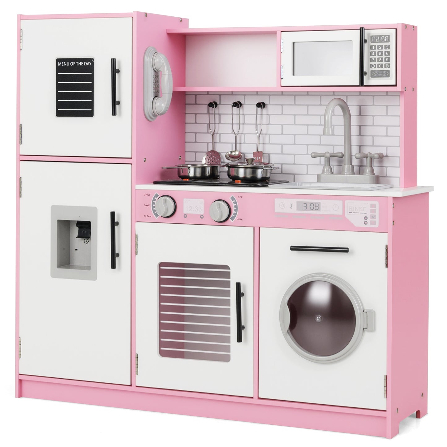 Play Kitchen Toy Set with Oven and Washing Machine for Aged 3+ Years Old-Black