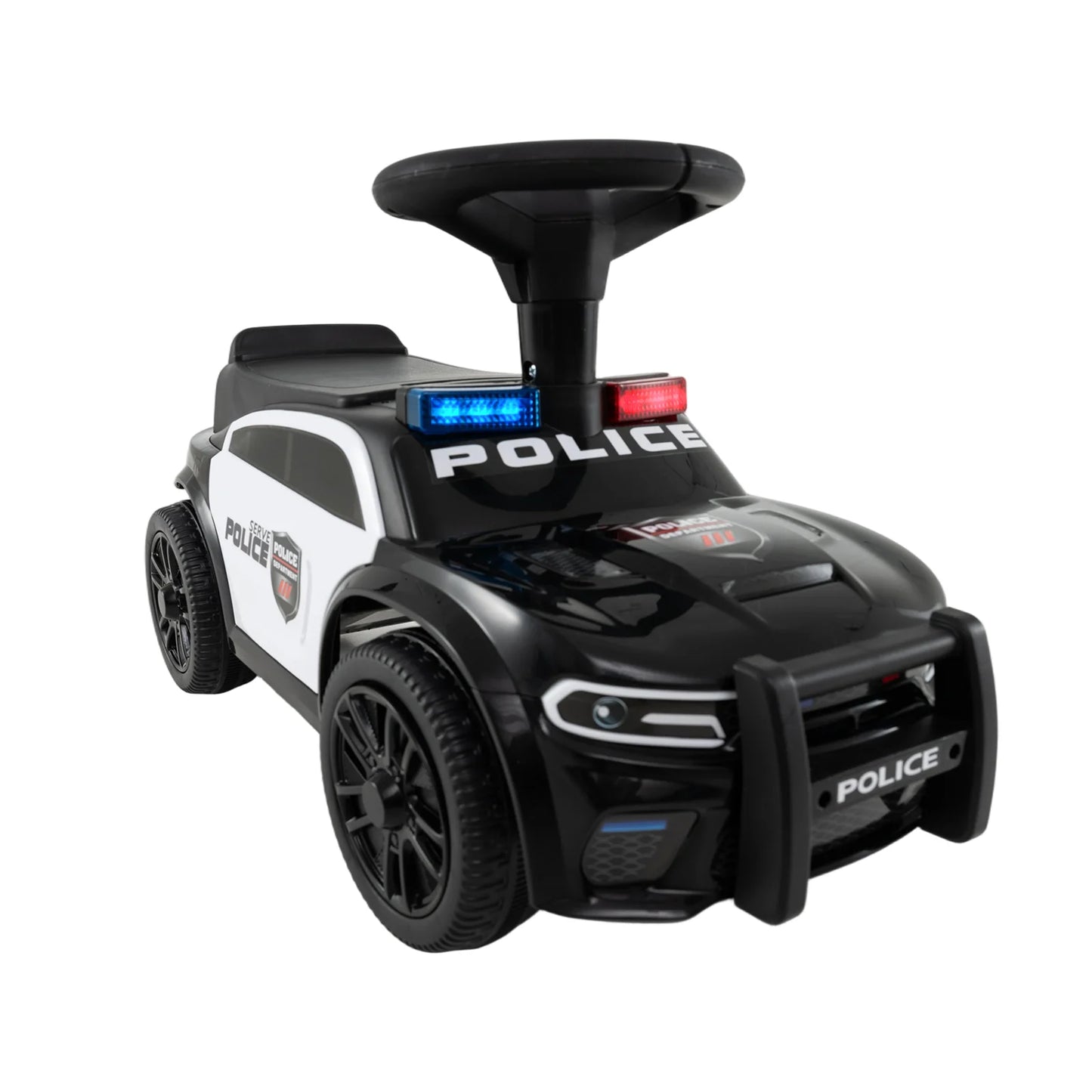 Police Kids Push Ride on Car with Steering Wheel and Siren Sounds for Kids Aged 18M+-Black