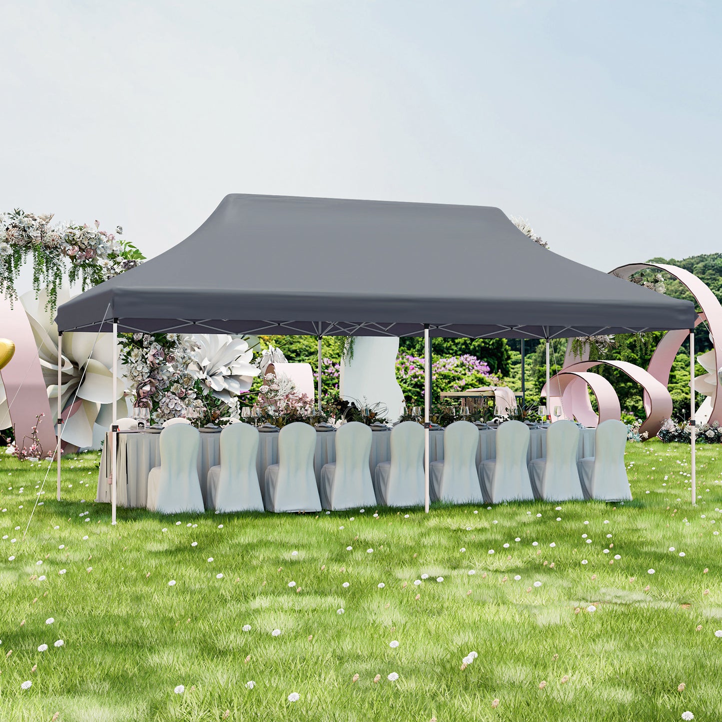 300 x 600 cm Pop-up Canopy Tent with Carrying Bag-Black