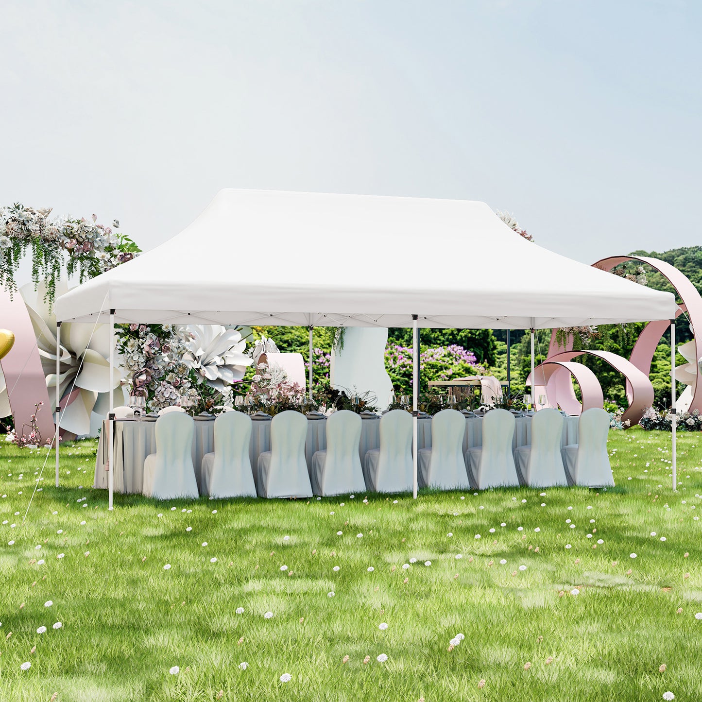 300 x 600 cm Pop-up Canopy Tent with Carrying Bag-Black