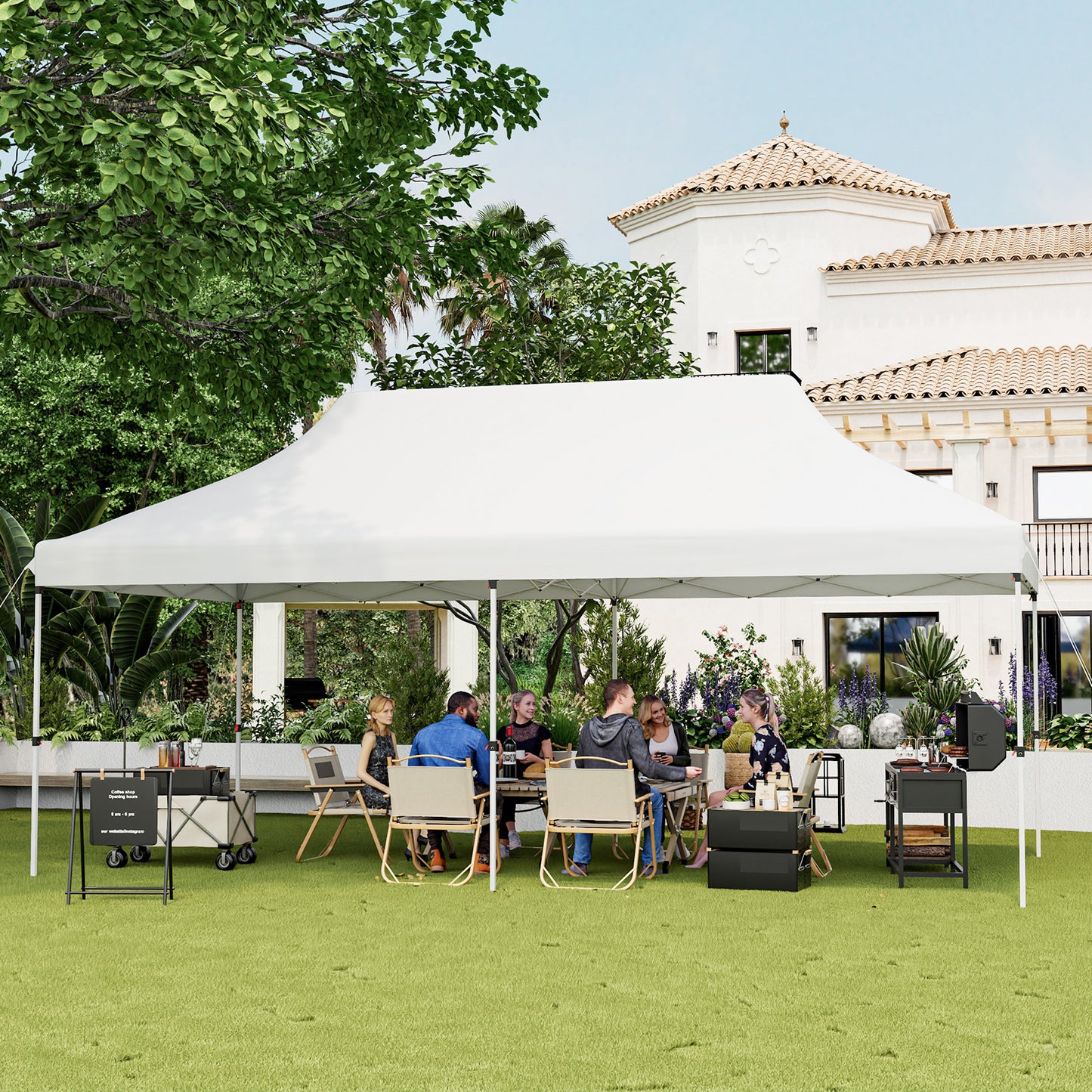 300 x 600 cm Pop-up Canopy Tent with Carrying Bag-Black