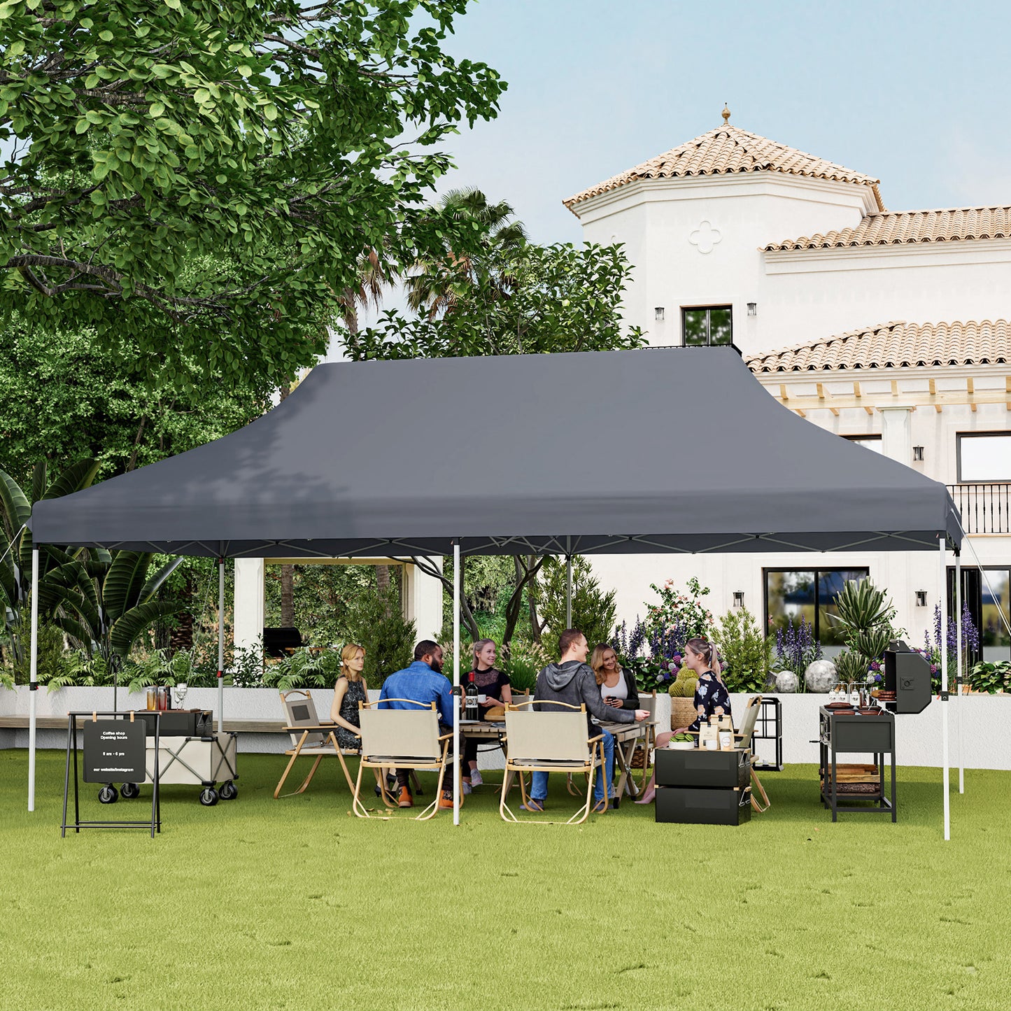 300 x 600 cm Pop-up Canopy Tent with Carrying Bag-Black
