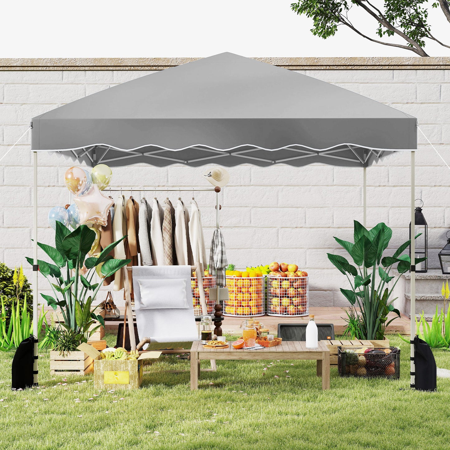 300 x 300 cm Pop up Canopy Tent with Wheeled Bag-Blue