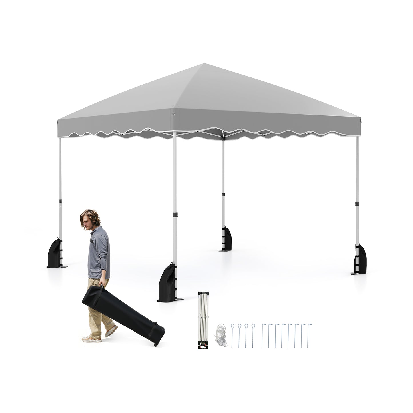 300 x 300 cm Pop up Canopy Tent with Wheeled Bag-Blue