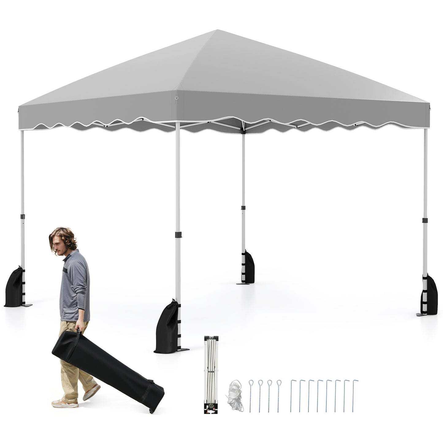 300 x 300 cm Pop up Canopy Tent with Wheeled Bag-Blue