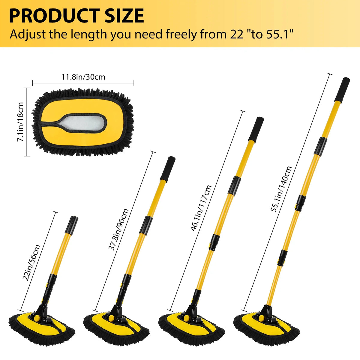15° Arc Retractable Car Cleaning Brush Extendable Handle - Portable Car Wash Set