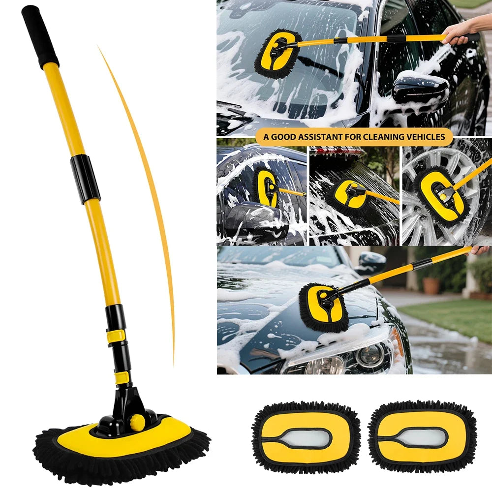 15° Arc Retractable Car Cleaning Brush Extendable Handle - Portable Car Wash Set
