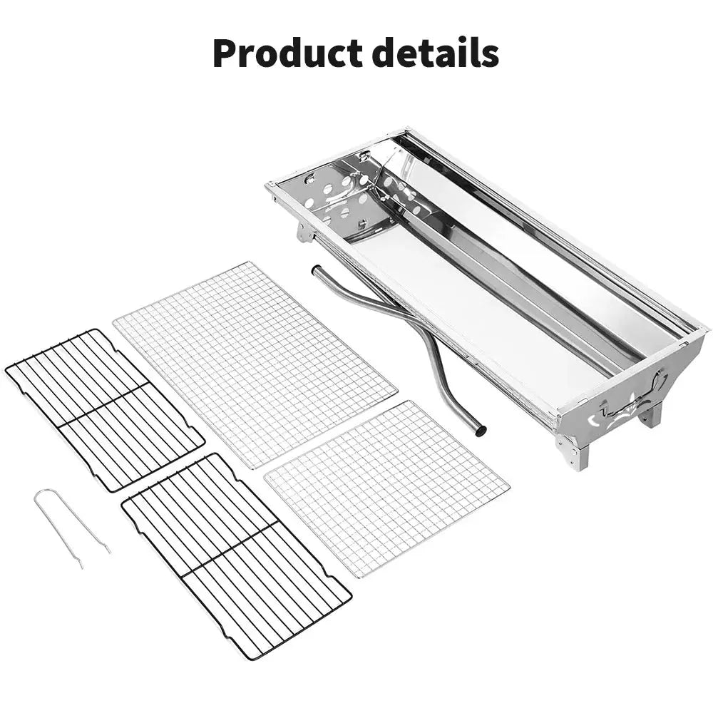 Portable Folding BBQ Grill – Large Stainless Steel Barbecue Stove Holder for Outdoor Cooking & Camping