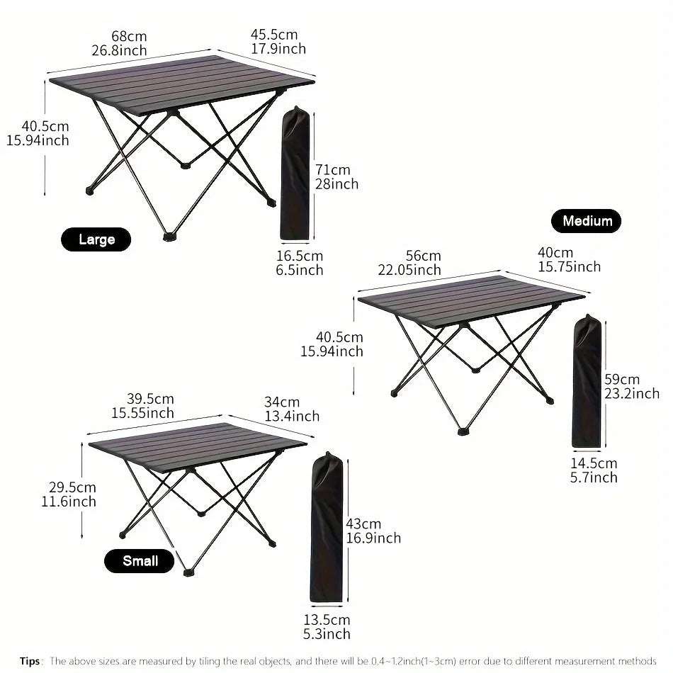 Portable Folding Outdoor Tables - Heavy Duty Aluminium Adjustable Table Indoor