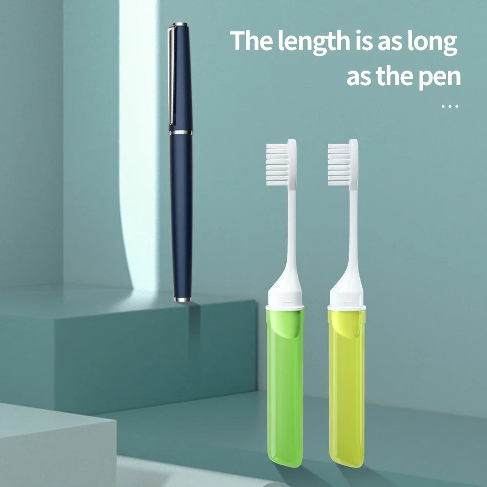 Portable Folding Travel Toothbrush for Adults - Compact Tooth Brush for Travel and Daily Use