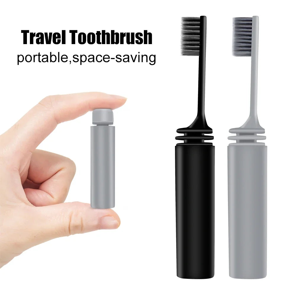 Portable Folding Travel Toothbrush for Adults - Compact Tooth Brush for Travel and Daily Use
