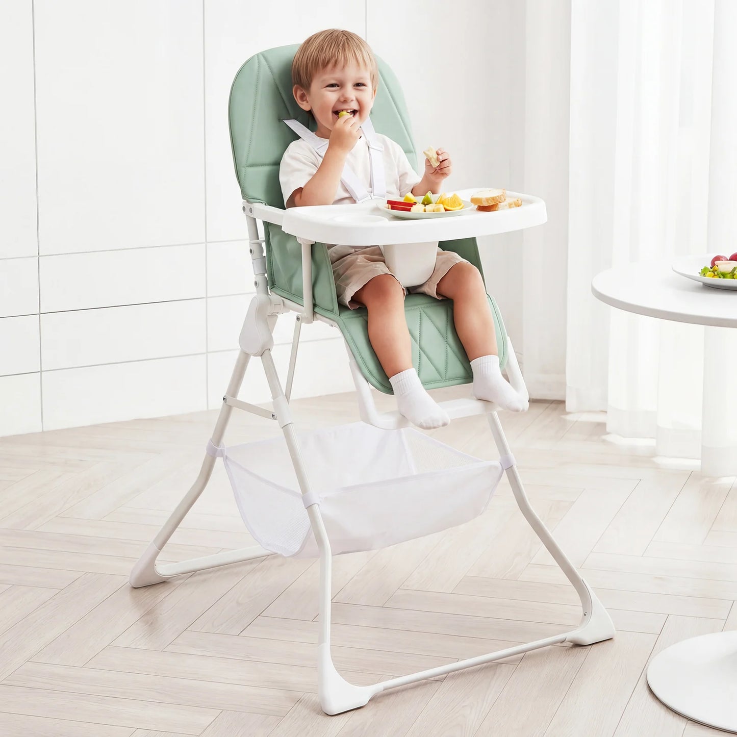 Portable High Chair with 3-Level Adjustable Tray and Footrest-Coffee