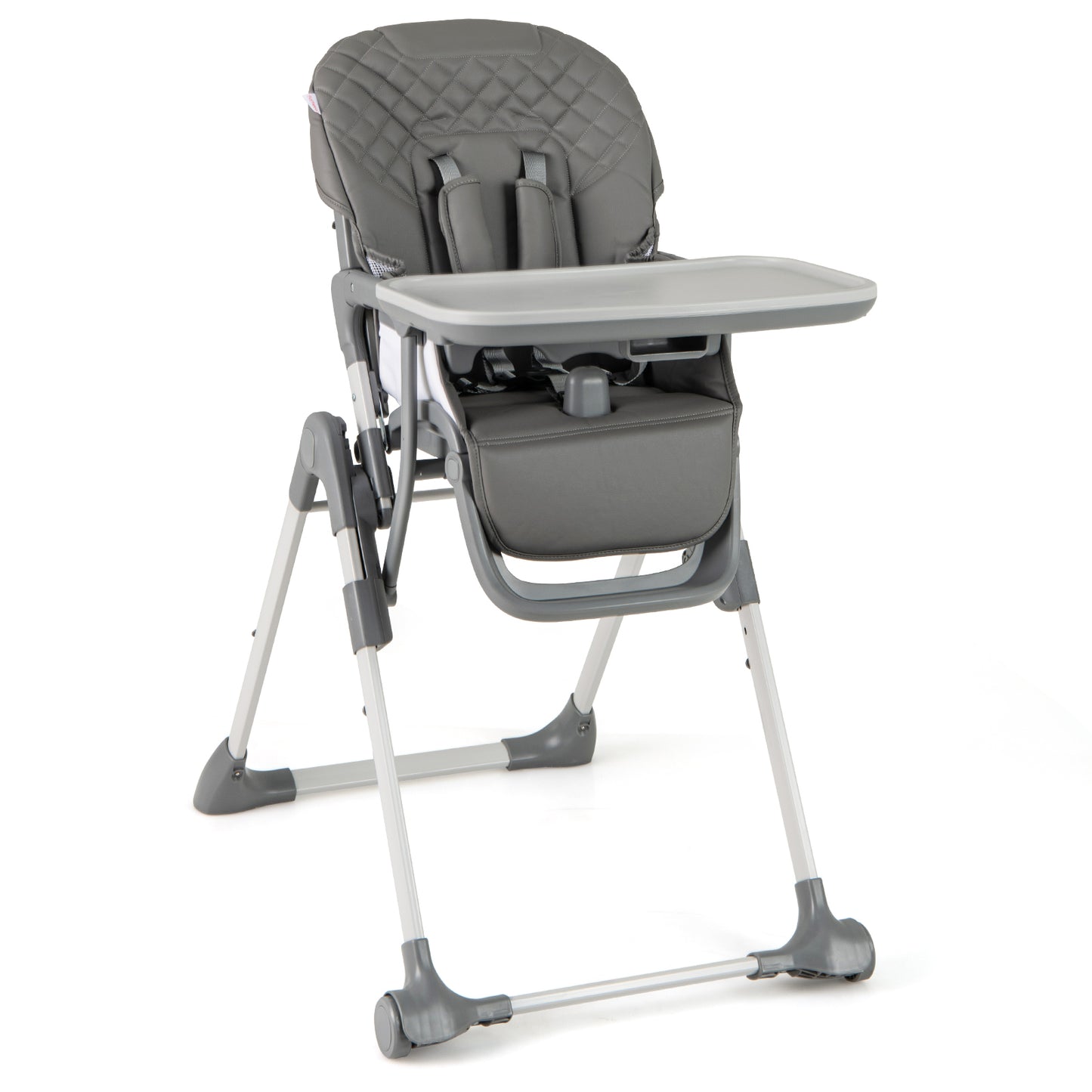 Portable Adjustable Highchair with Footrest and Detachable Tray for Babies-Beige