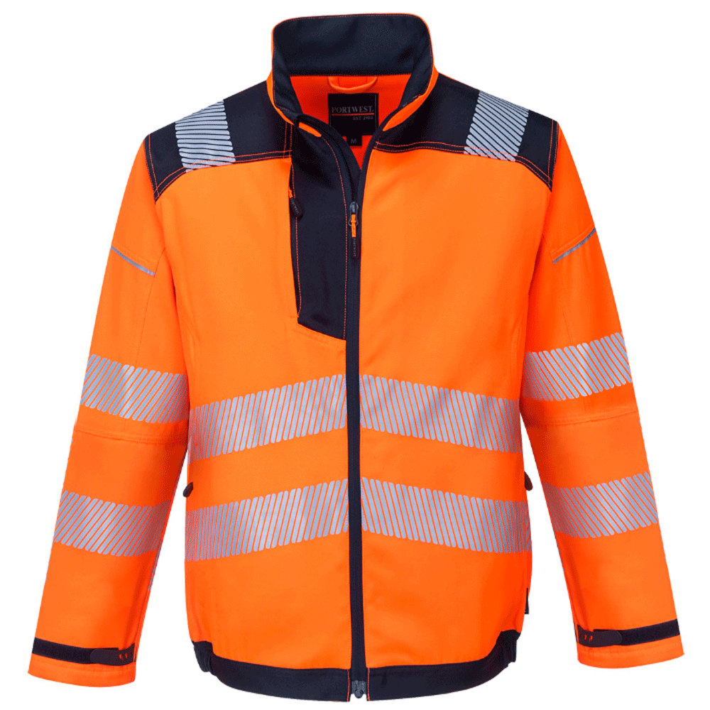 Portwest T500 PW3 Hi-Vis Work Jacket Orange/Navy Small