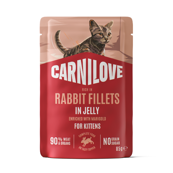 Carnilove Jelly Rabbit with Marigold Kitten Pouch 24 x 85g