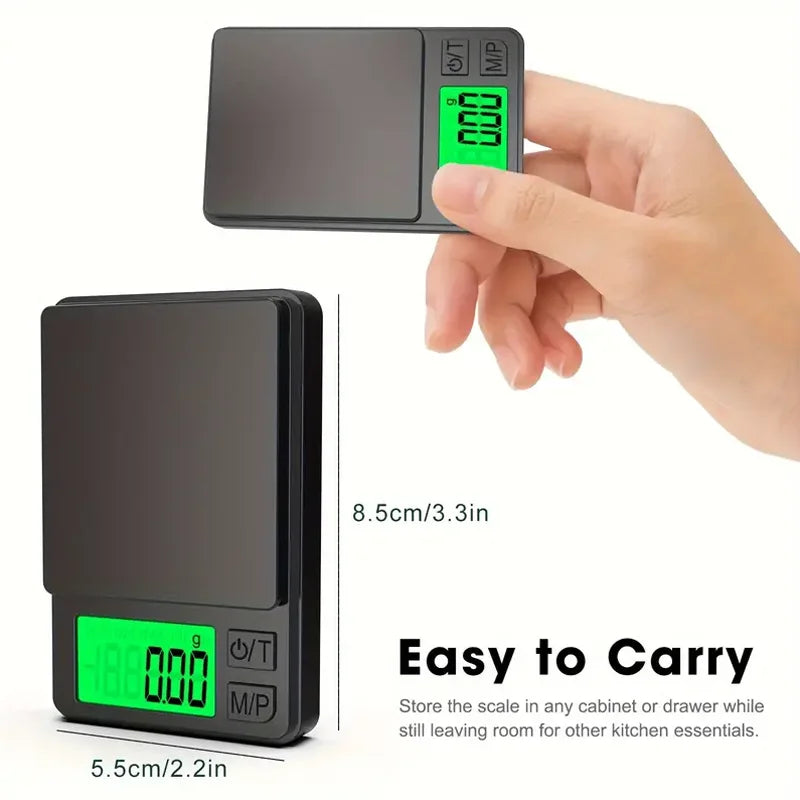Precision Digital Pocket Scale - Mini Gram Scale for Jewellery, Food with Backlit LCD Display - Portable Travel Scale
