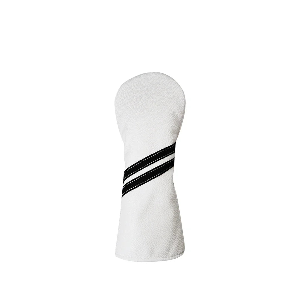 Striped Golf Headcovers PU Leather Driver Fairway Hybrid Waterproof Head Covers