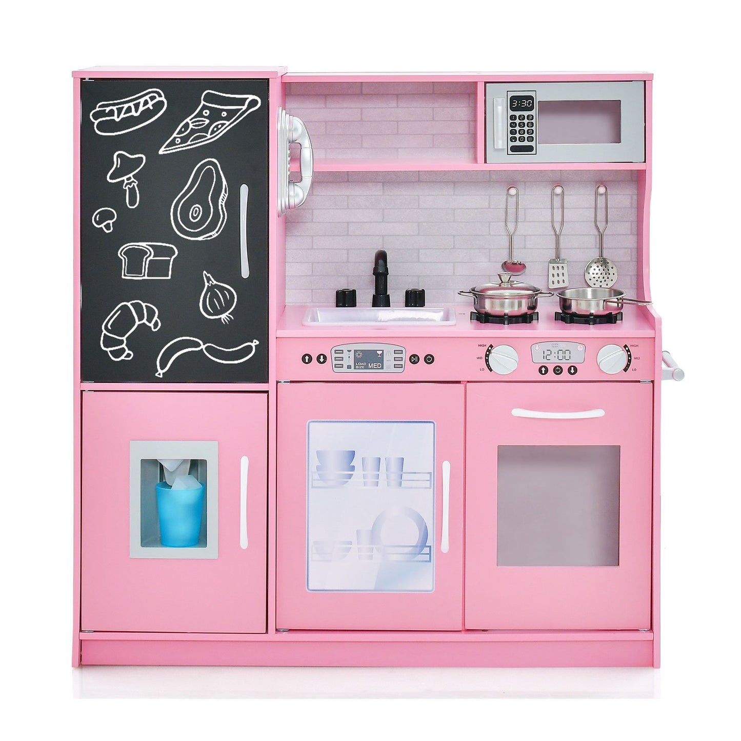 Toddler Pretend Kitchen Playset with Accessories and Simulated Sounds-Black