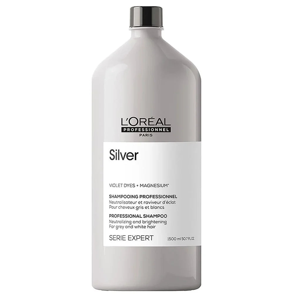 L'Oréal Professionnel Serié Expert Silver Shampoo Neutralises Yellow Tones & Brightens for Grey, White, or Blonde Hair 1500 ml/50.72 oz