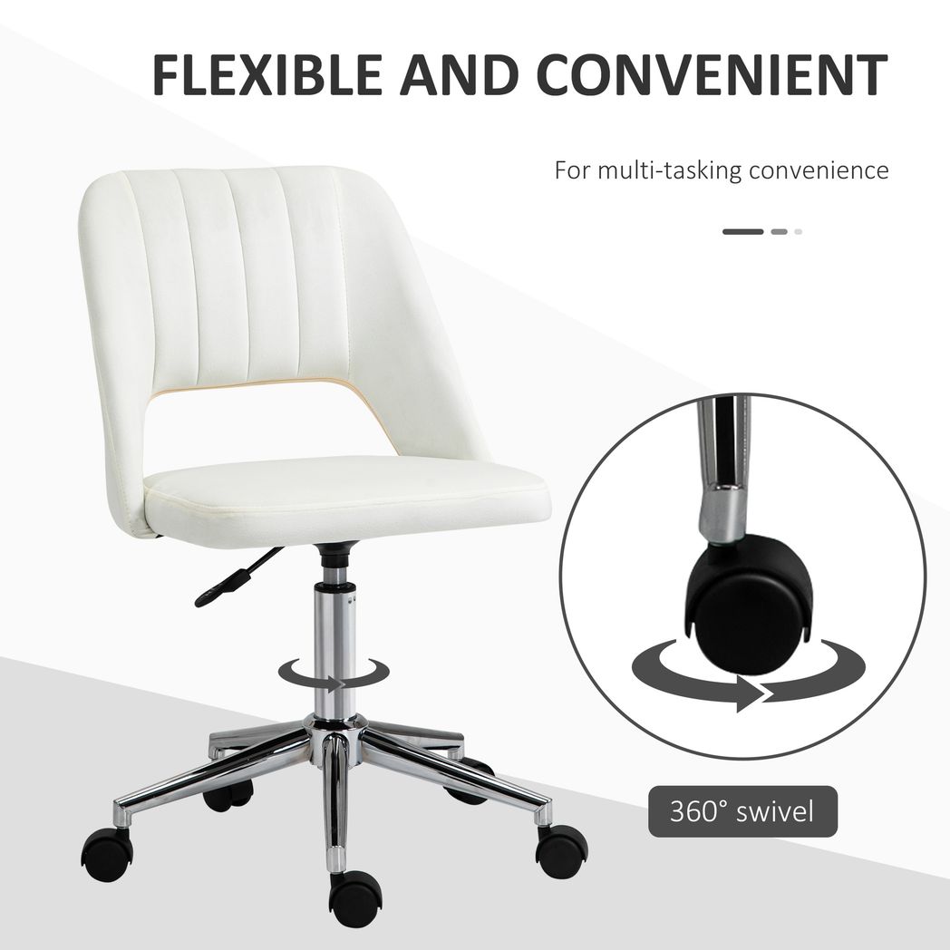 Vinsetto Mid-Back Swivel Home Office Chair Scallop Computer Chair