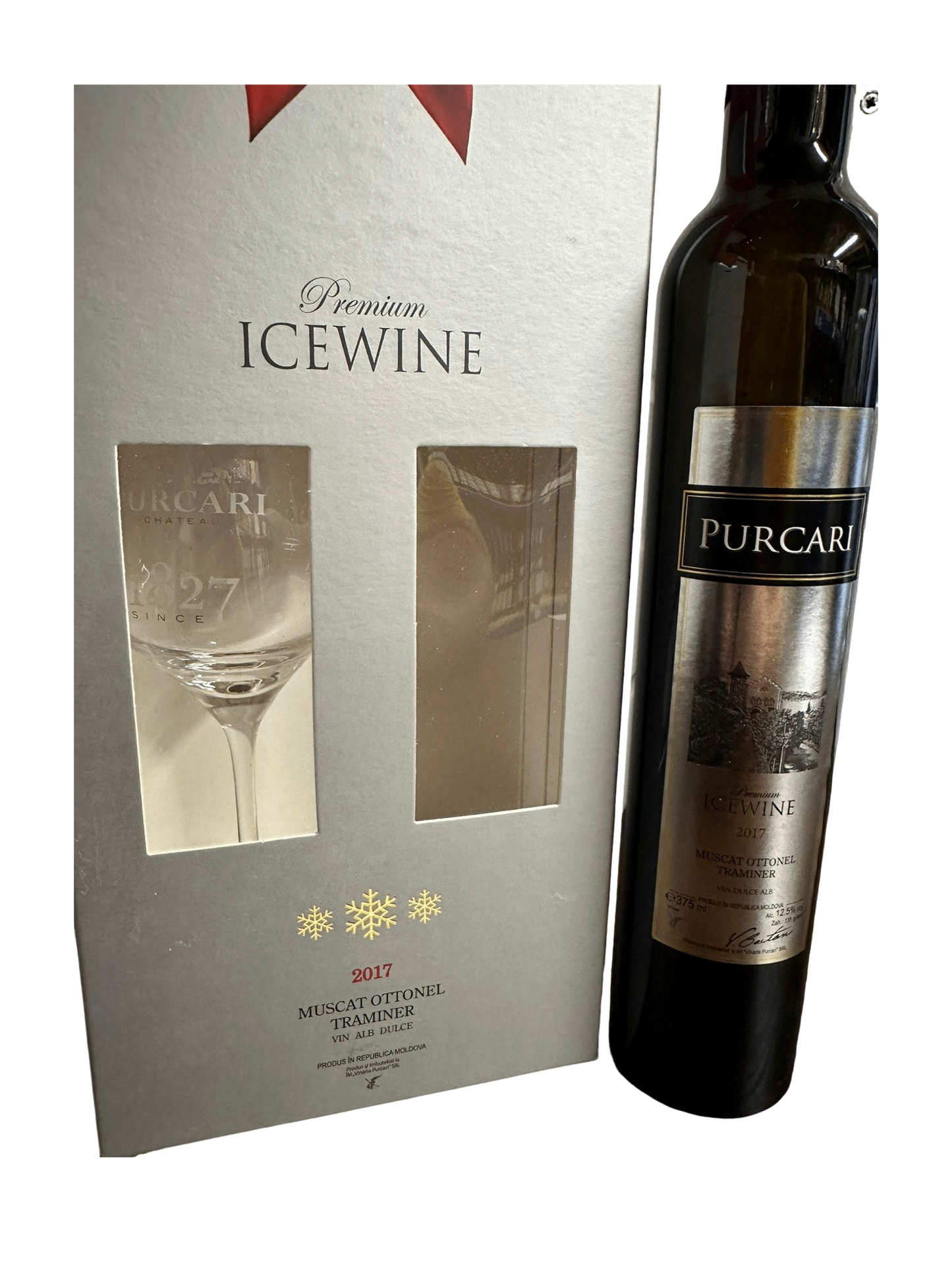 Purcari IceWine Dessert Moldovan White Wine with a branded glass 375ml