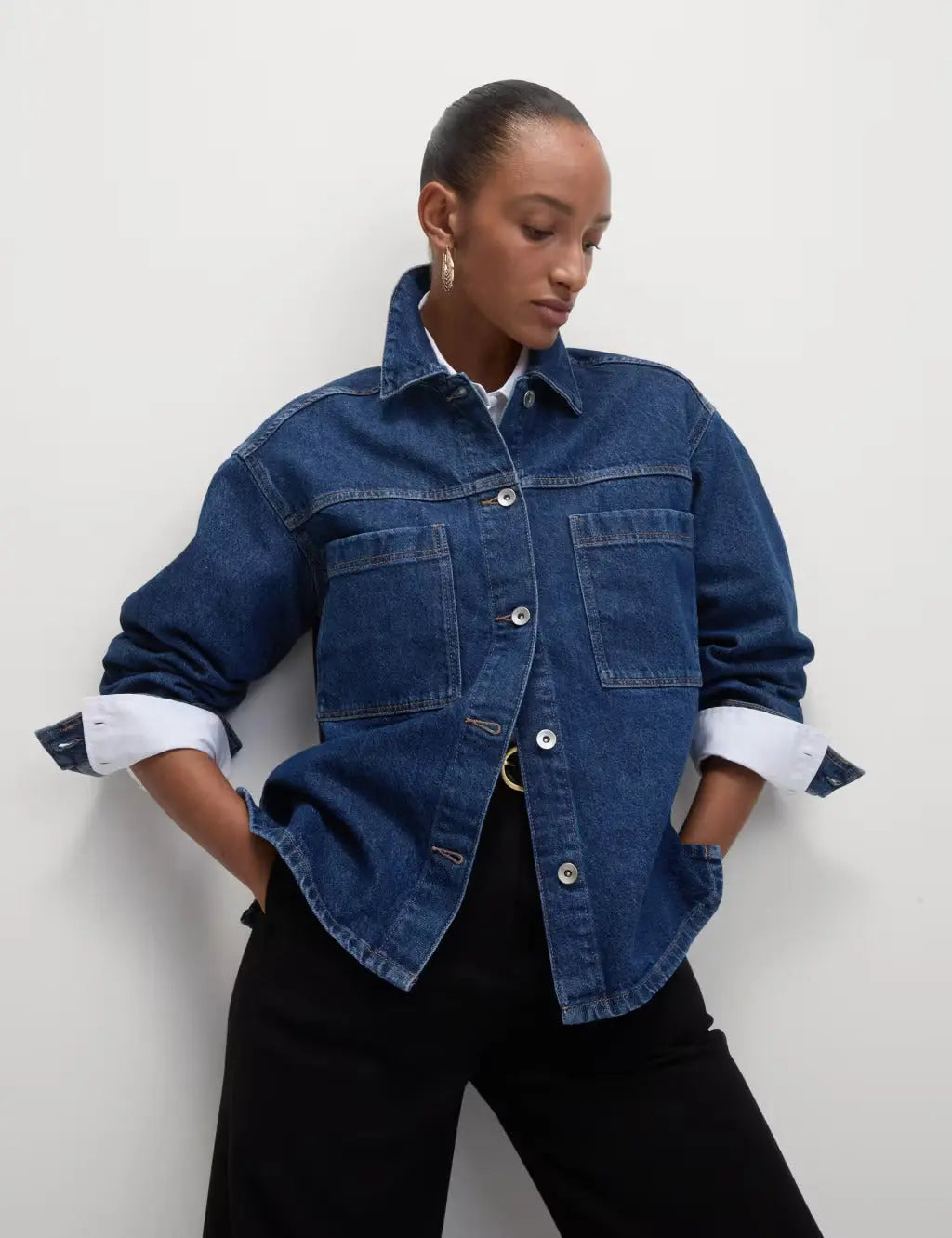 Pure Cotton Denim Relaxed Jacket