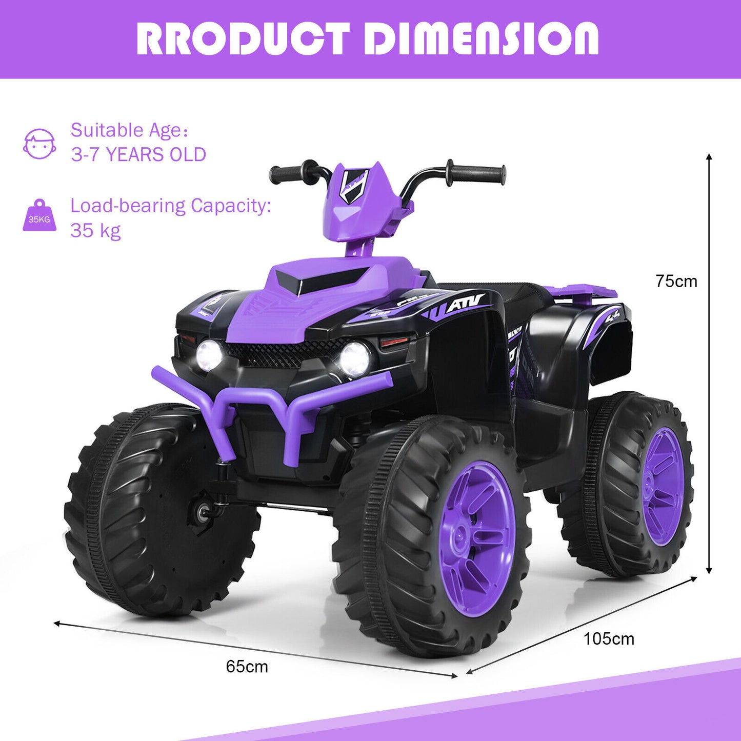 12v Electric Kids Ride On ATV / Quad Bike-Black