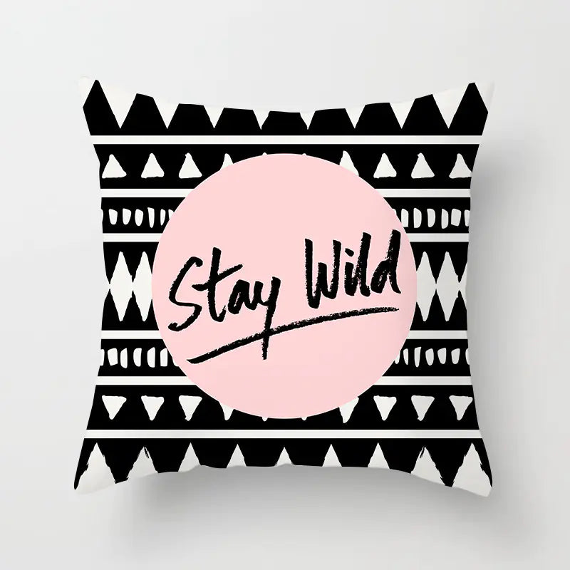 Yellow & Black Geometric Pillow Cover – Modern Abstract Cushion Case 45×45cm