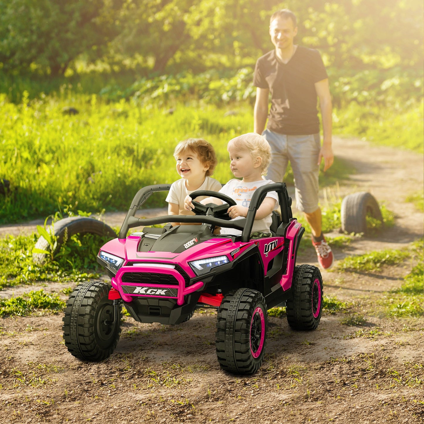 AIYAPLAY 2 Seater 24V 7AH Ride on Truck w/ Spring Suspension