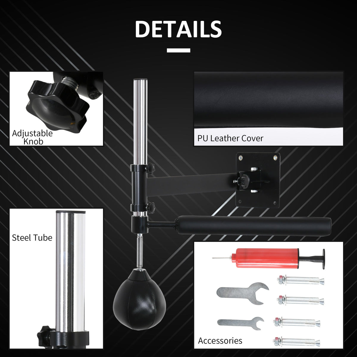 HOMCOM Adjustable Speed Bag Wall Mount, Boxing Equipment