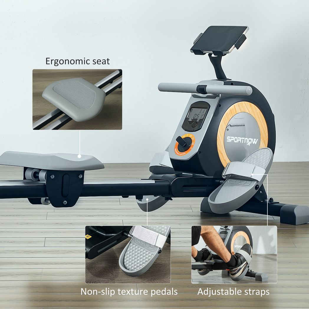 SPORTNOW 16-Level Magnetic Rowing Machine w/ LCD Monitor