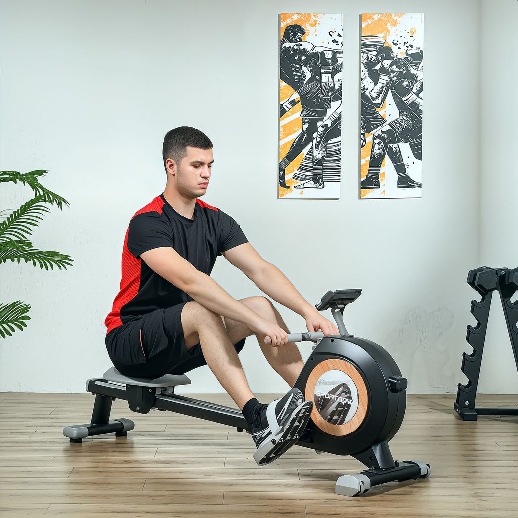 SPORTNOW 16-Level Magnetic Rowing Machine w/ LCD Monitor
