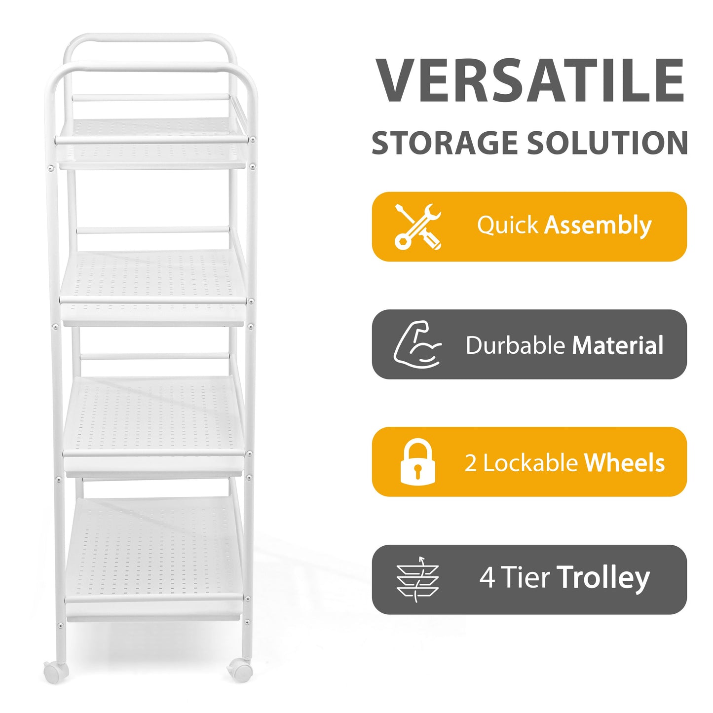 4 Tier Slim Kitchen Food Storage Trolley
