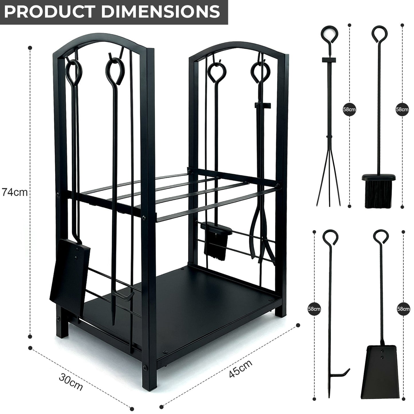 Metal Firewood Log Holder Rack for Fireplace