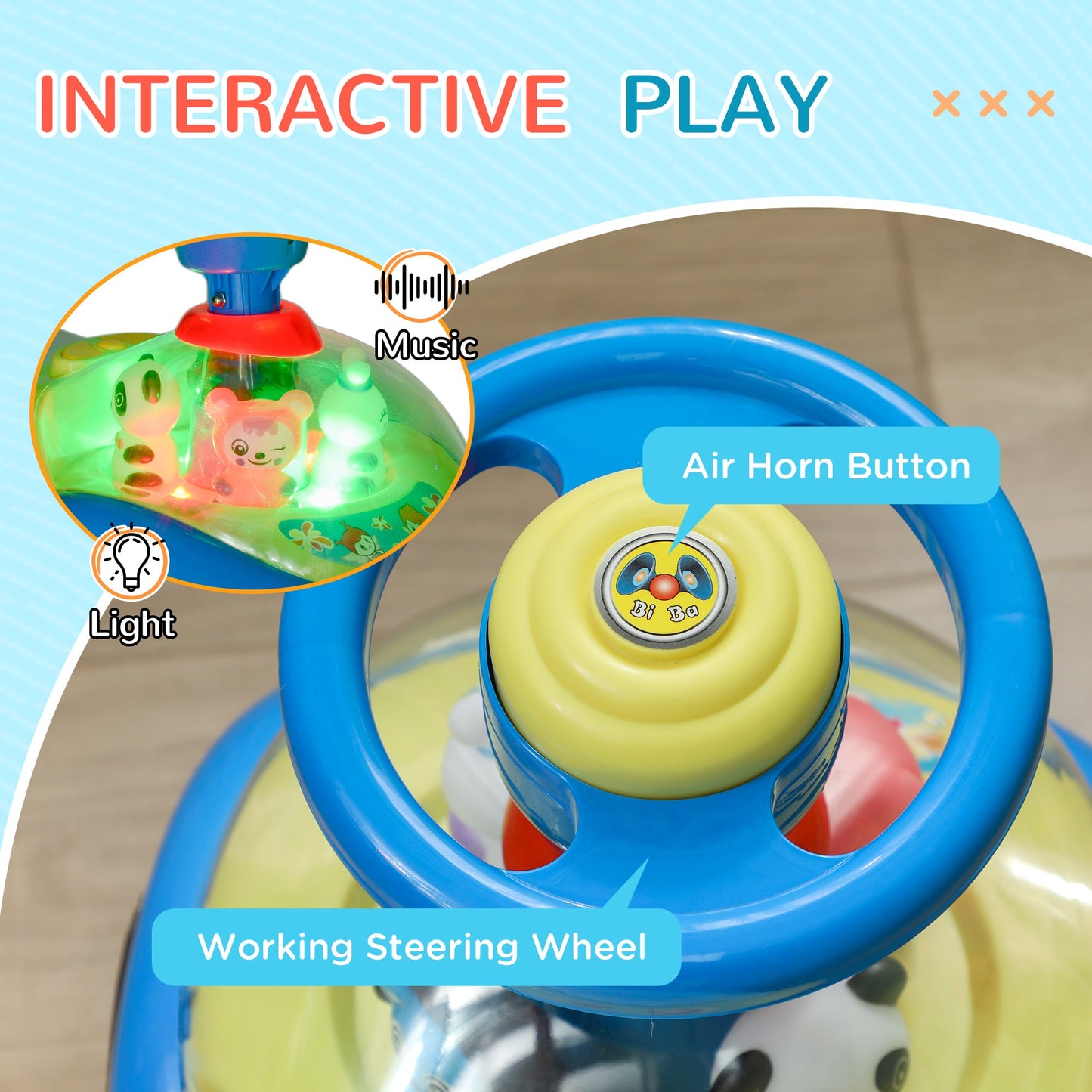AIYAPLAY Ride on Toy, Foot to Floor Design with Music, Light, Horn