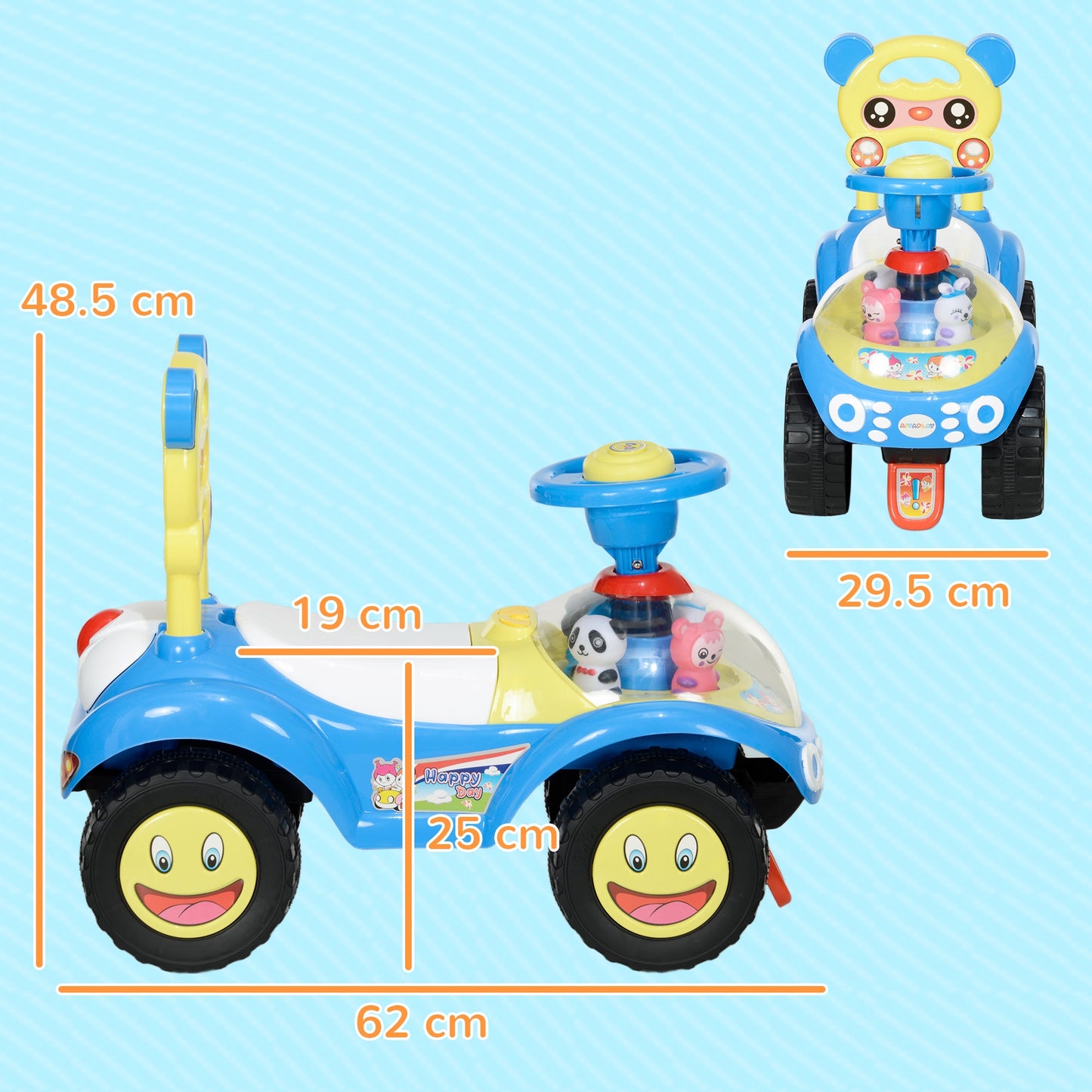 AIYAPLAY Ride on Toy, Foot to Floor Design with Music, Light, Horn