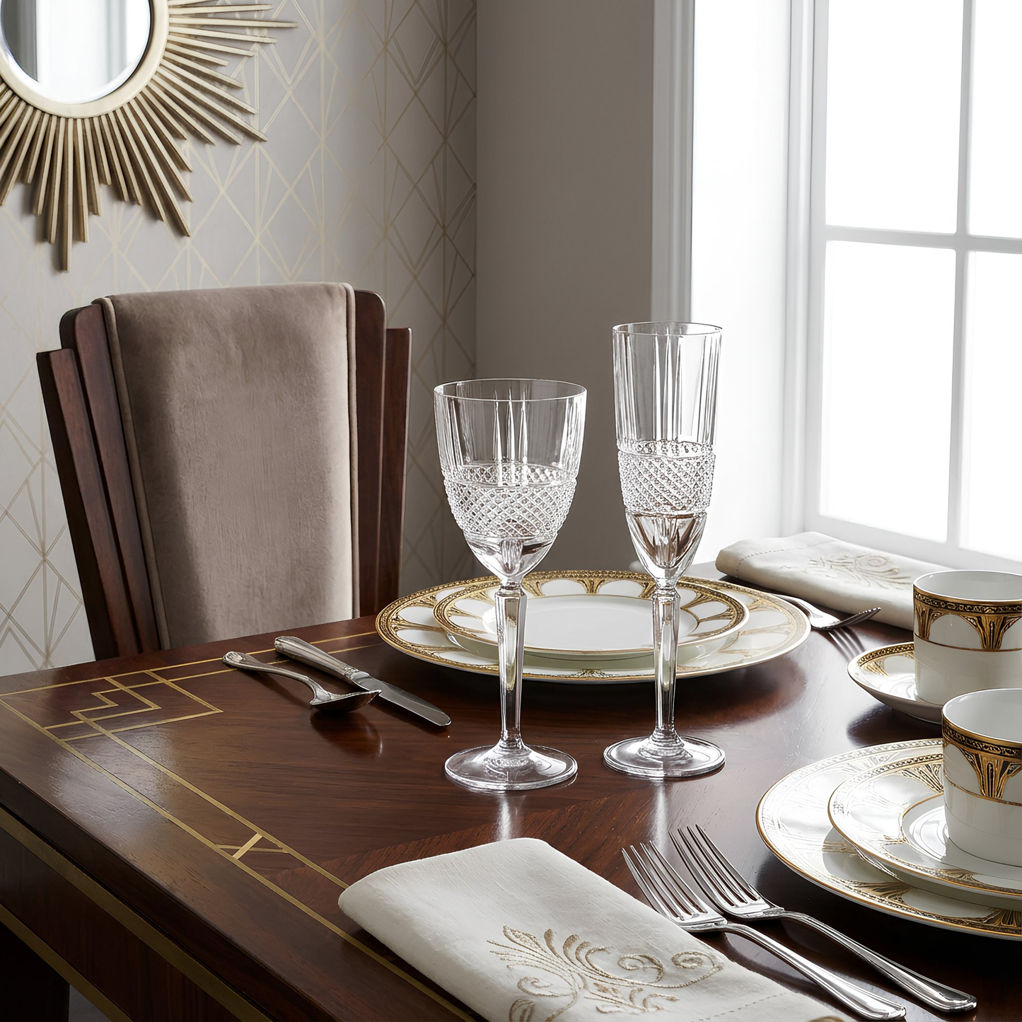 190ml Crystal Champagne Flutes - Pack of Six - Downton Abbey
