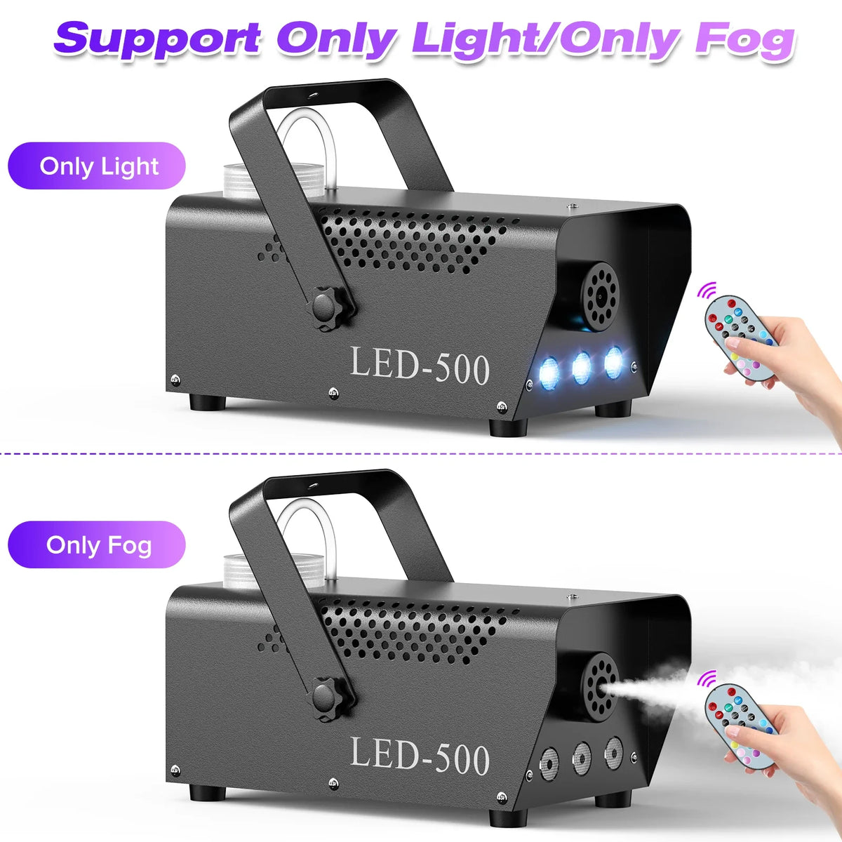 500W RGB LED Fog Machine with Remote - Disco DJ Party Fogger Lights Smoke Effect