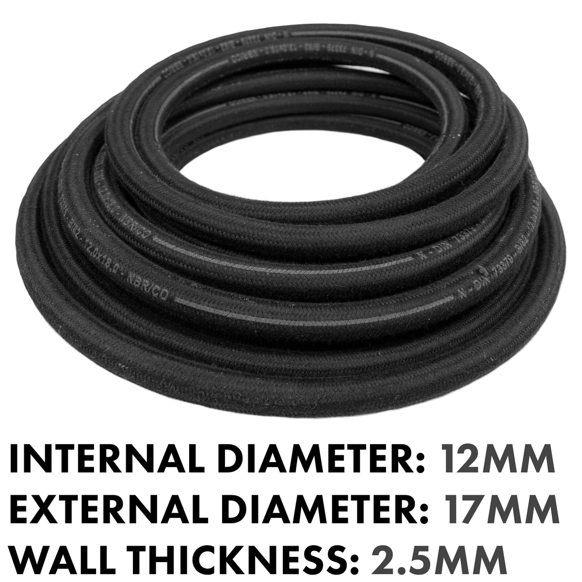 Rubber Reinforced with a Heat Resistant Textile Braid 12mm/18mm