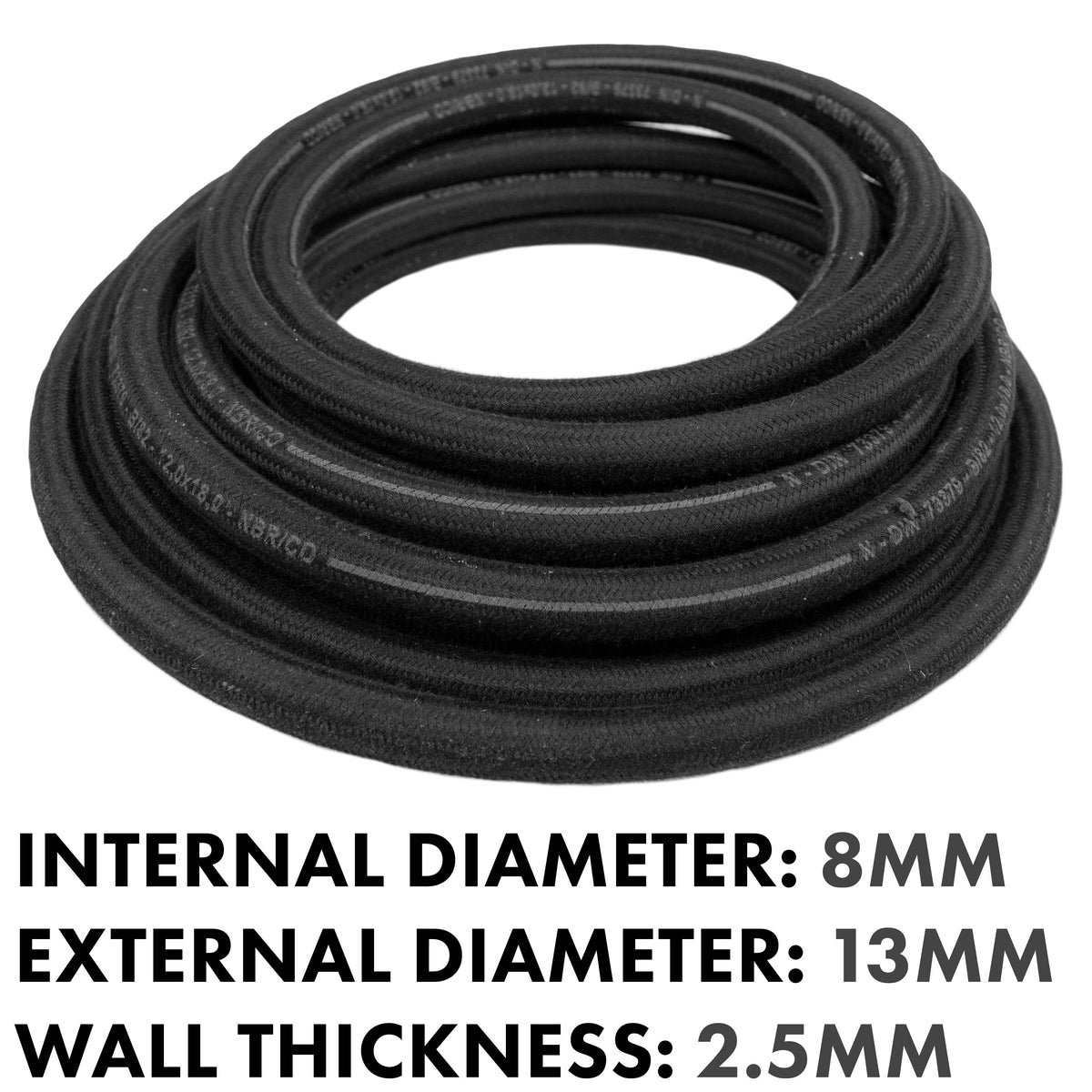Rubber Reinforced with a Heat Resistant Textile Braid 8mm/13mm