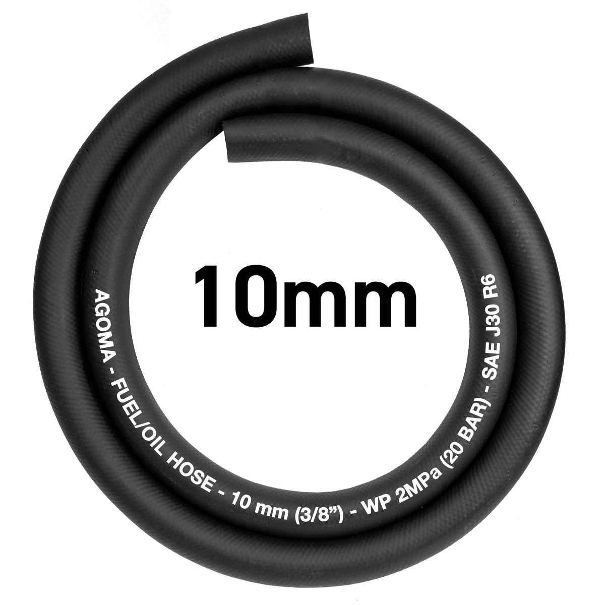 Rubber 10mm Braided Fuel, Oil Hose SAE J30 R6