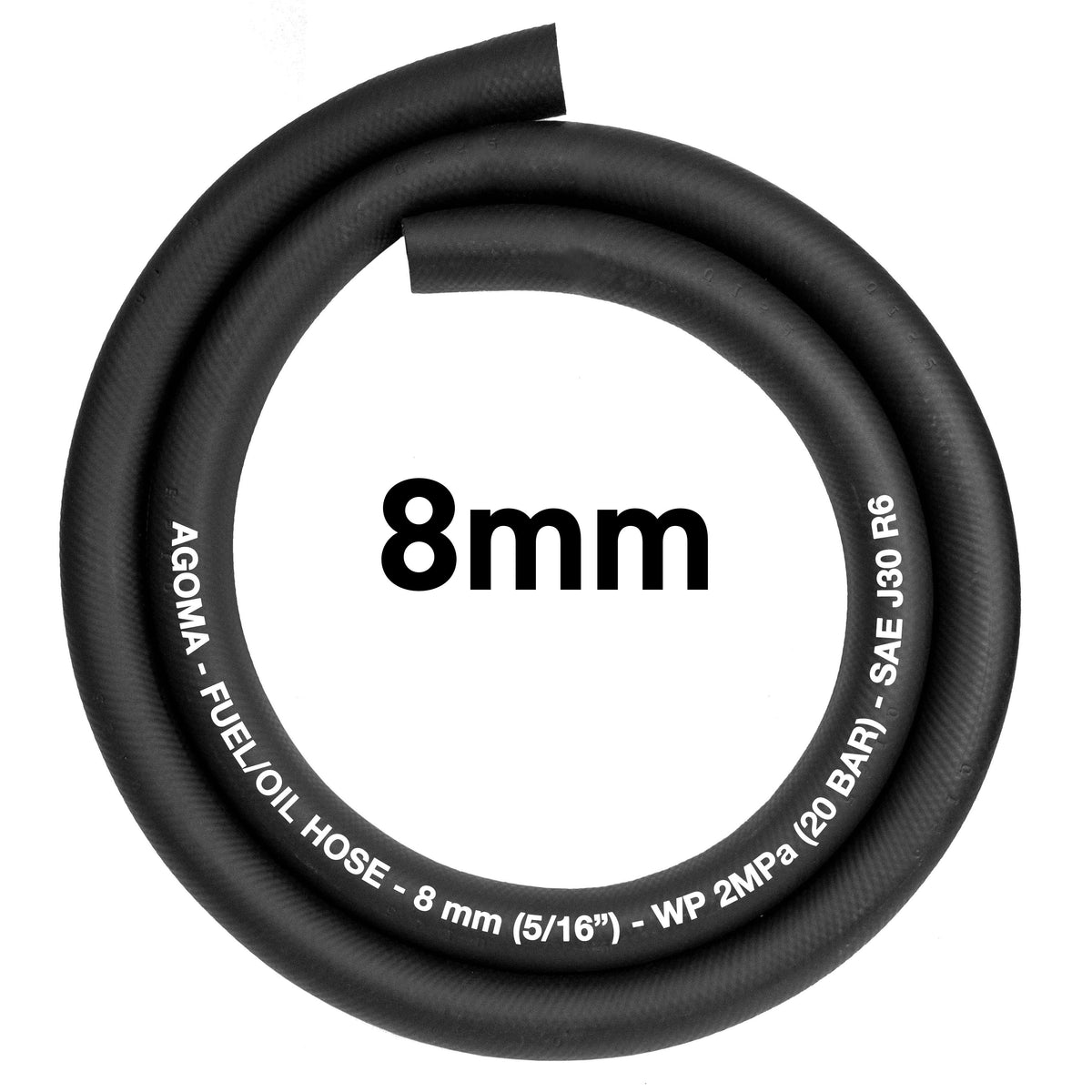 Rubber 8mm Braided Fuel, Oil Hose SAE J30 R6