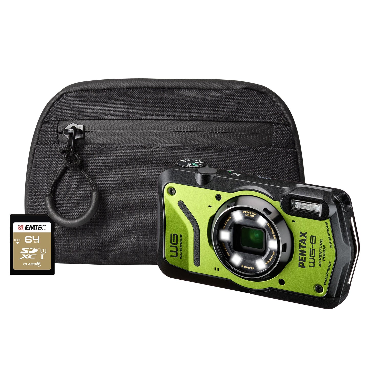 Pentax WG-8 20MP 5x Zoom Tough Compact Camera - Green