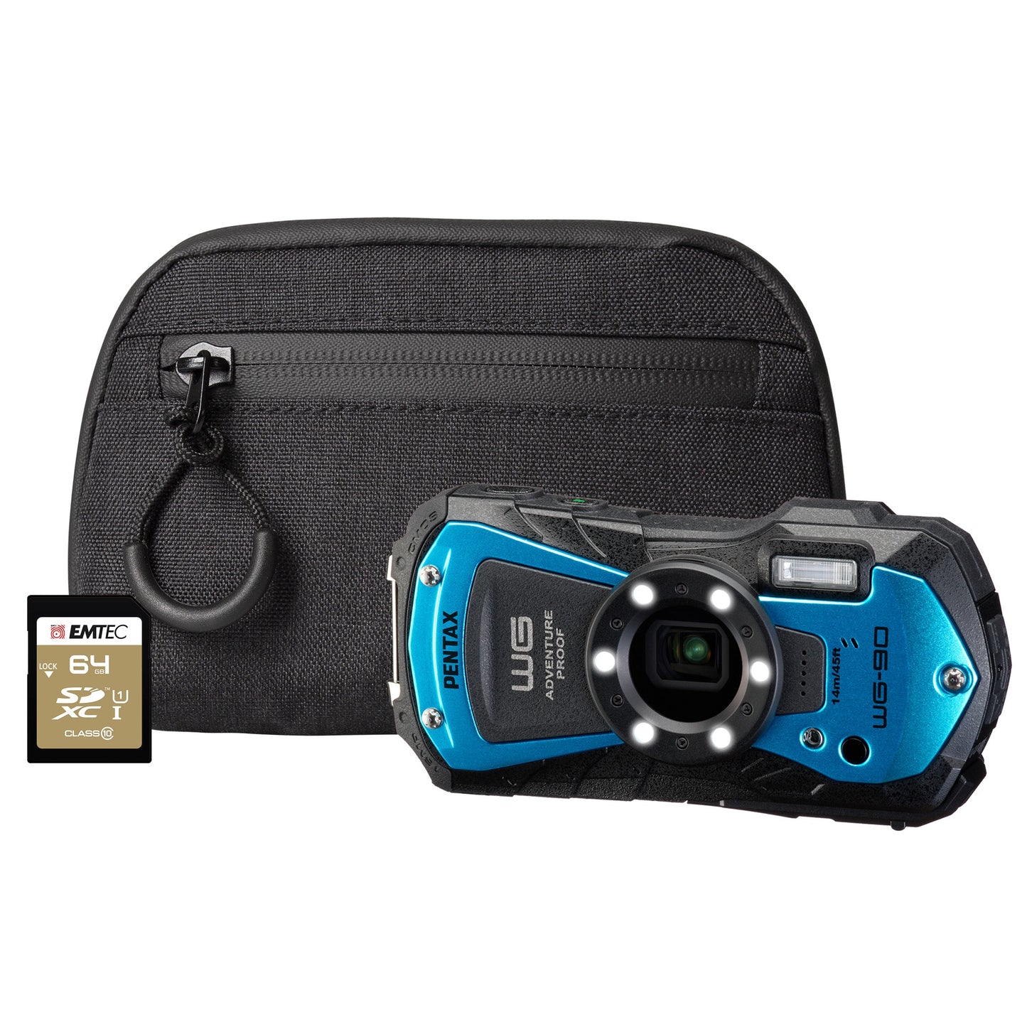 Pentax WG-90 16MP 5x Zoom Tough Compact Camera - Blue