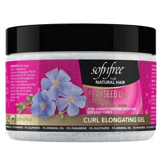 Sofn'free Flaxseed Oil & Rosewater Curl Elongating Gel for Defined, Frizz-Free Curls