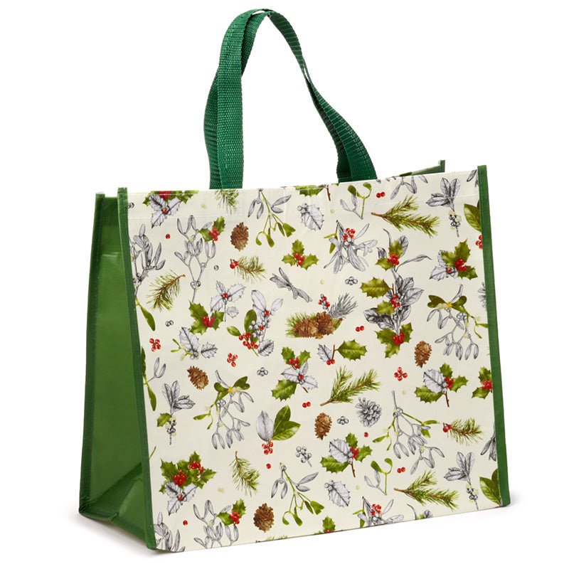 Recycled RPET Reusable Shopping Bag - Christmas Winter Botanicals