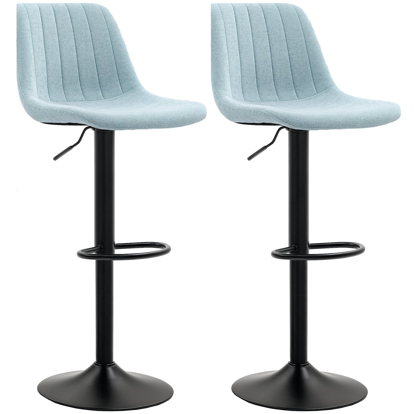 HOMCOM Bar Stools Set of 2 Adjustable Swivel Bar Chairs with Backrest